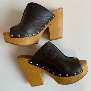 Kork-Ease Black and Tan Leather Mules